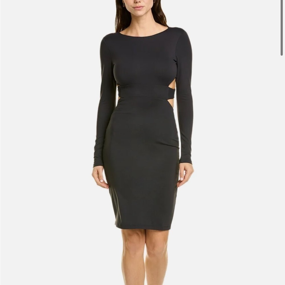Susana Monaco Crisscross Open Back Long Sleeve Bodycon Dress Black XS NWT